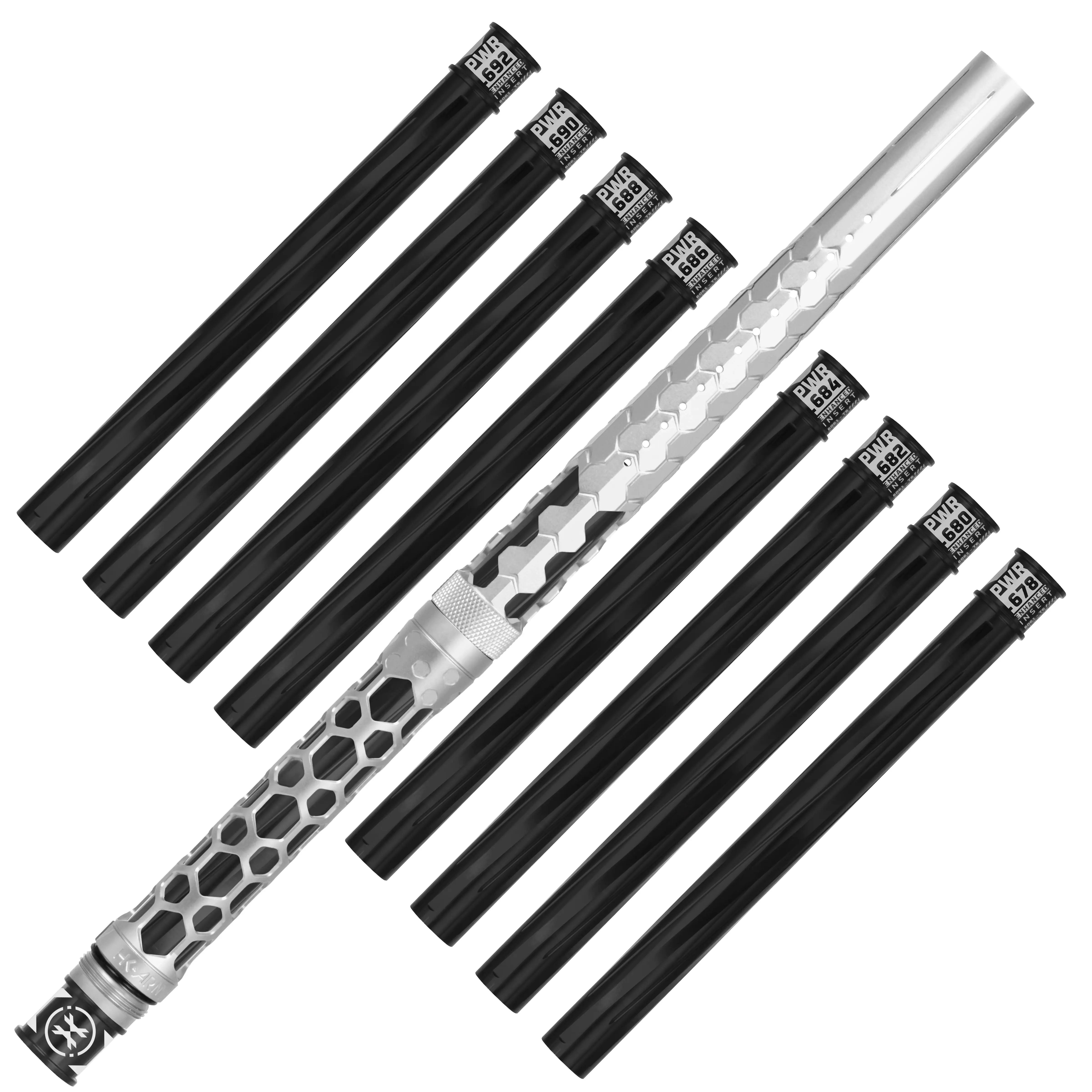 HK Army Hex PWR Barrel Kit - Silver - Black Inserts