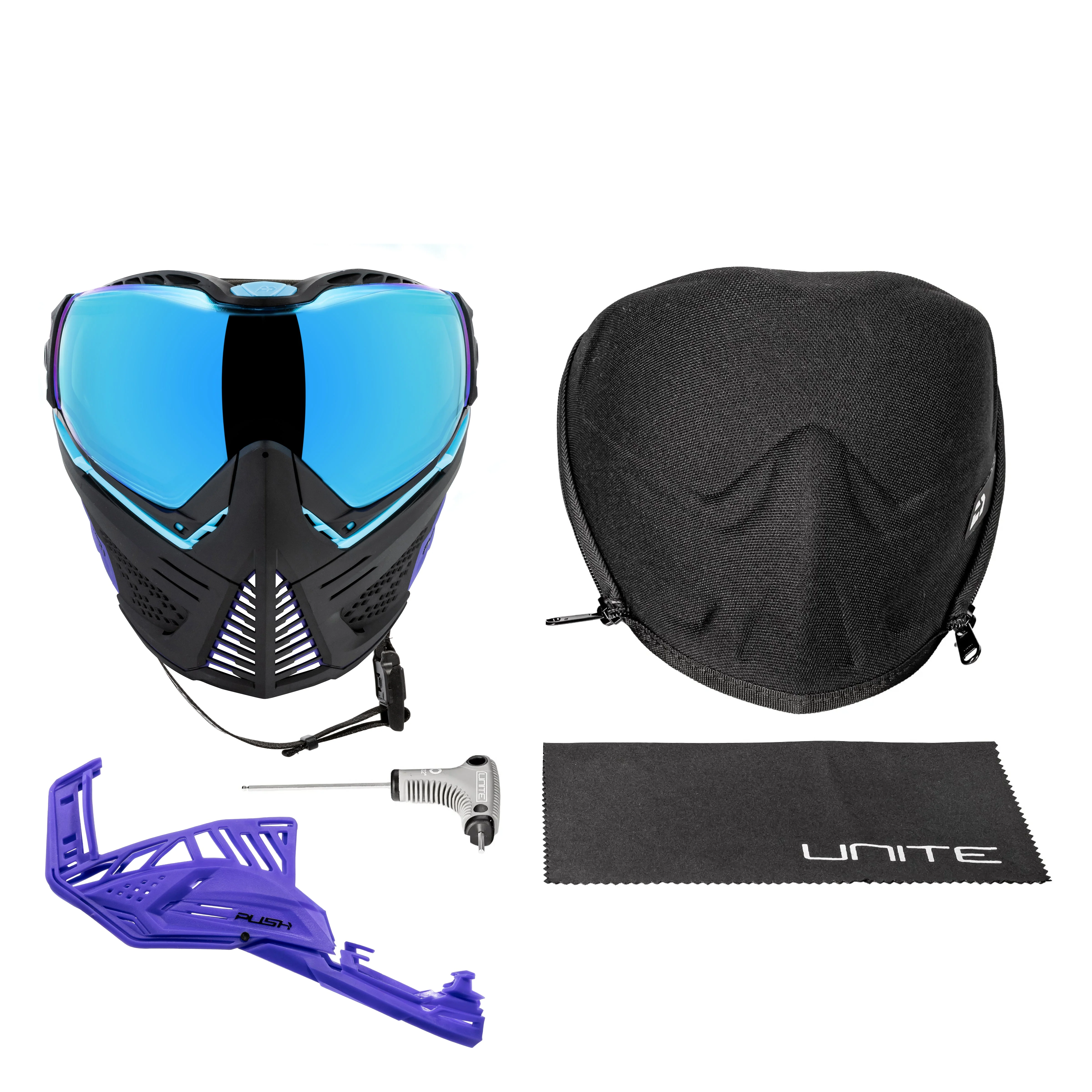 Push Unite Goggle Mk II - Nebula (Black/Turq/Purple) - Blue Lens - Image 7