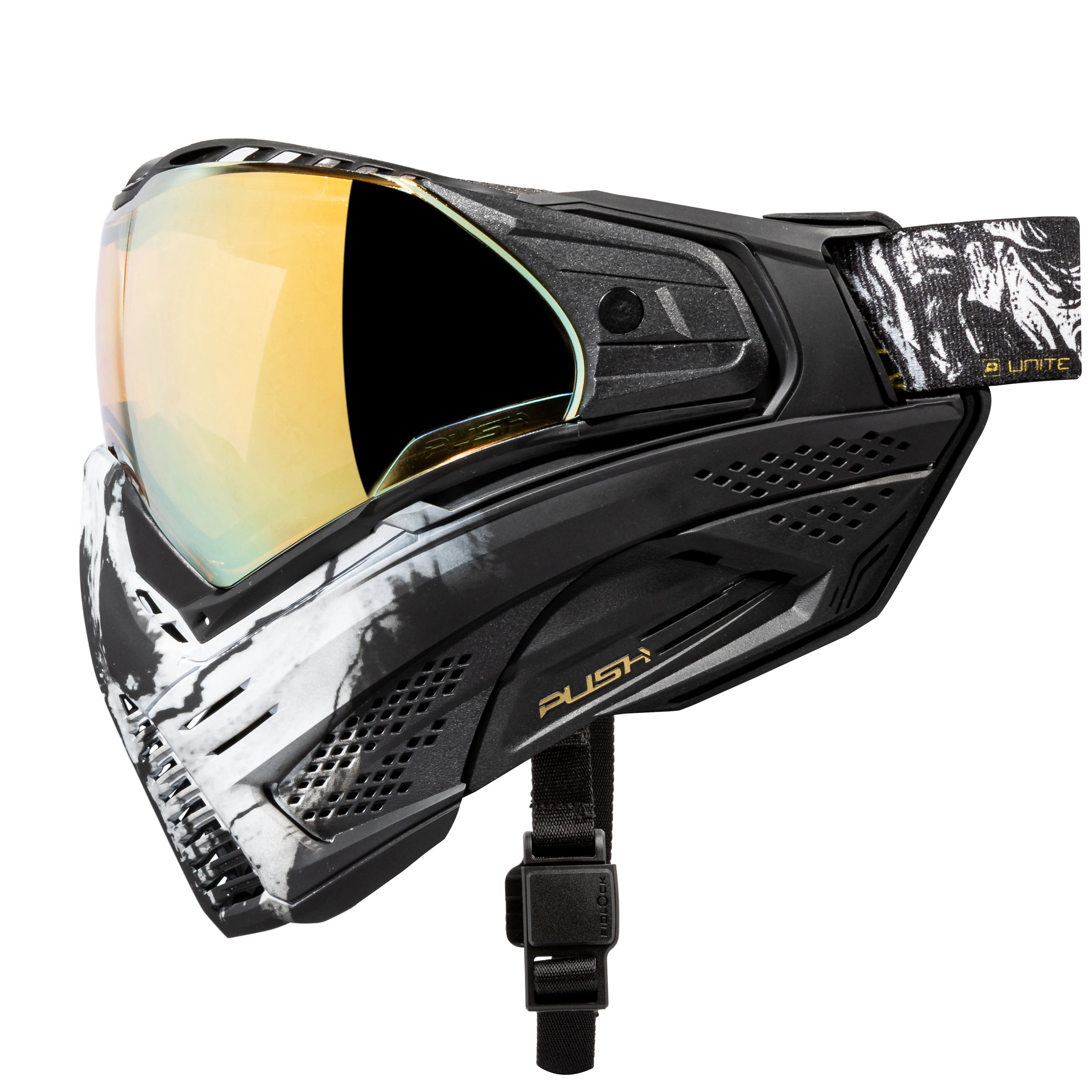 Unite Goggle Mk II - Warlord Enforcer (Black/White Skull) - Gold Lens - Image 11