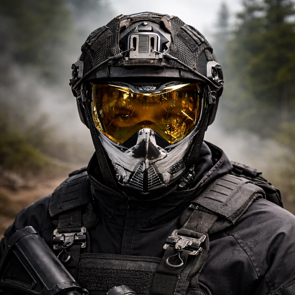 Unite Goggle Mk II - Warlord Enforcer (Black/White Skull) - Gold Lens - Image 2