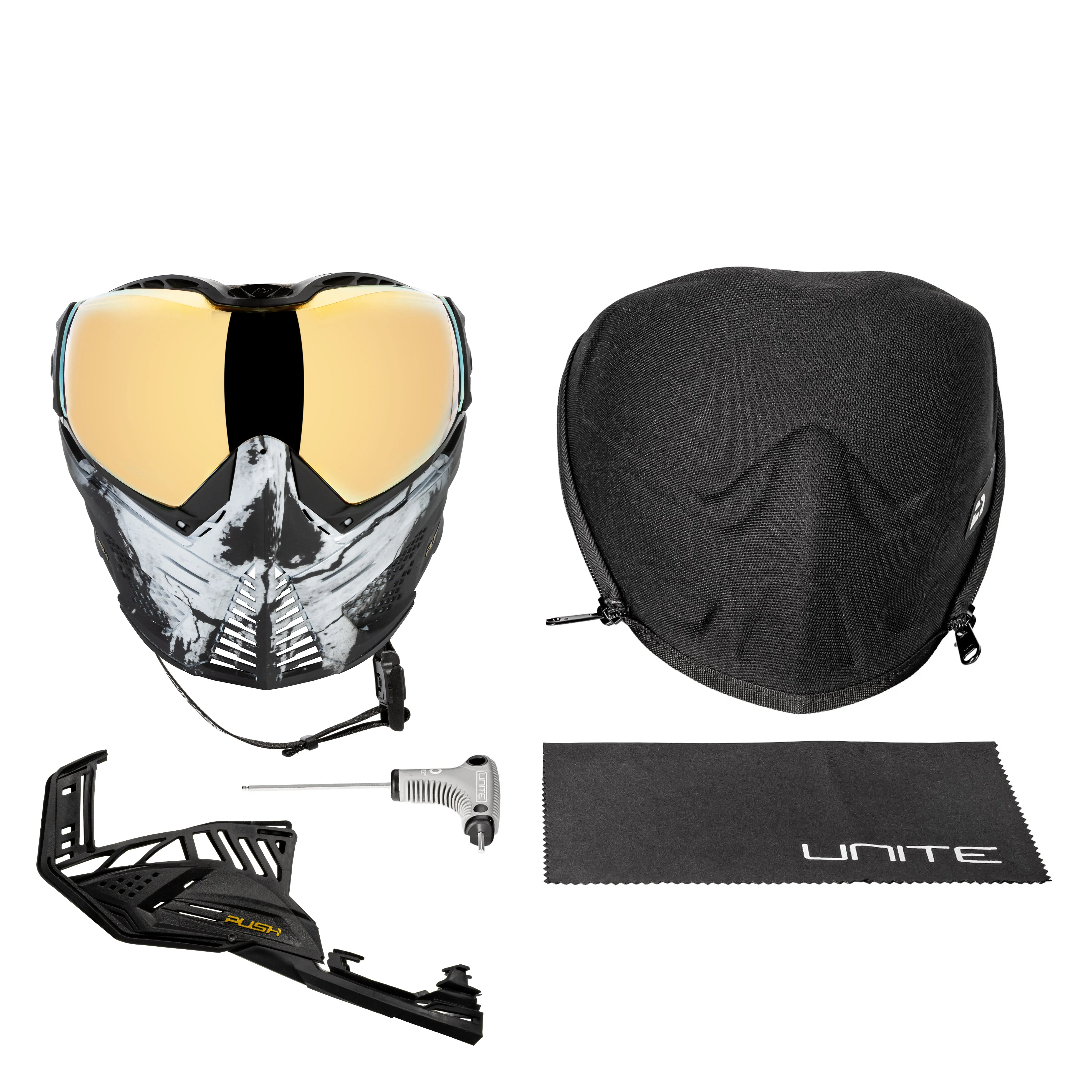 Unite Goggle Mk II - Warlord Enforcer (Black/White Skull) - Gold Lens - Image 8