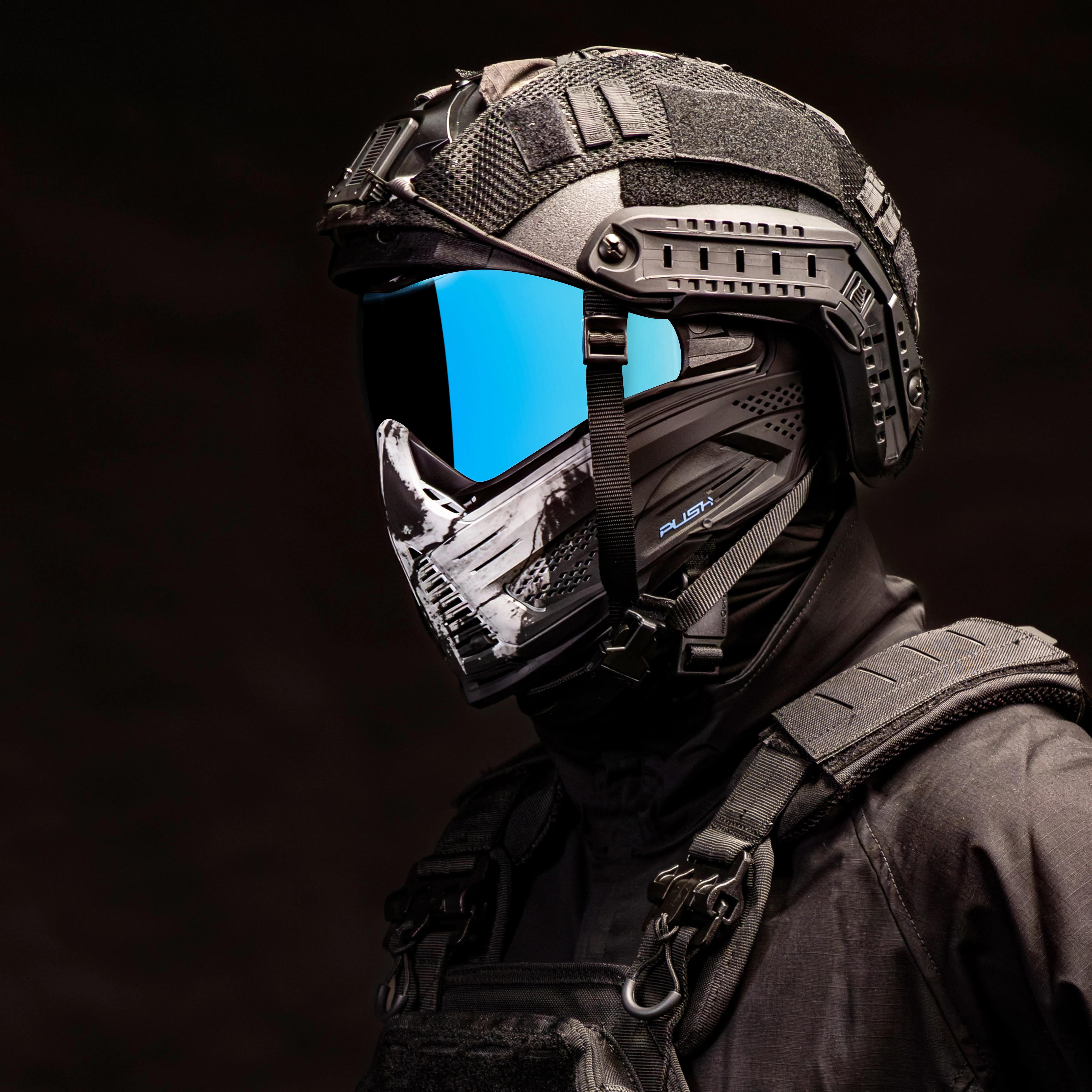 Push Unite Goggle Mk II  - Warlord Soul (Black/White Skull) - Blue Lens - Image 2