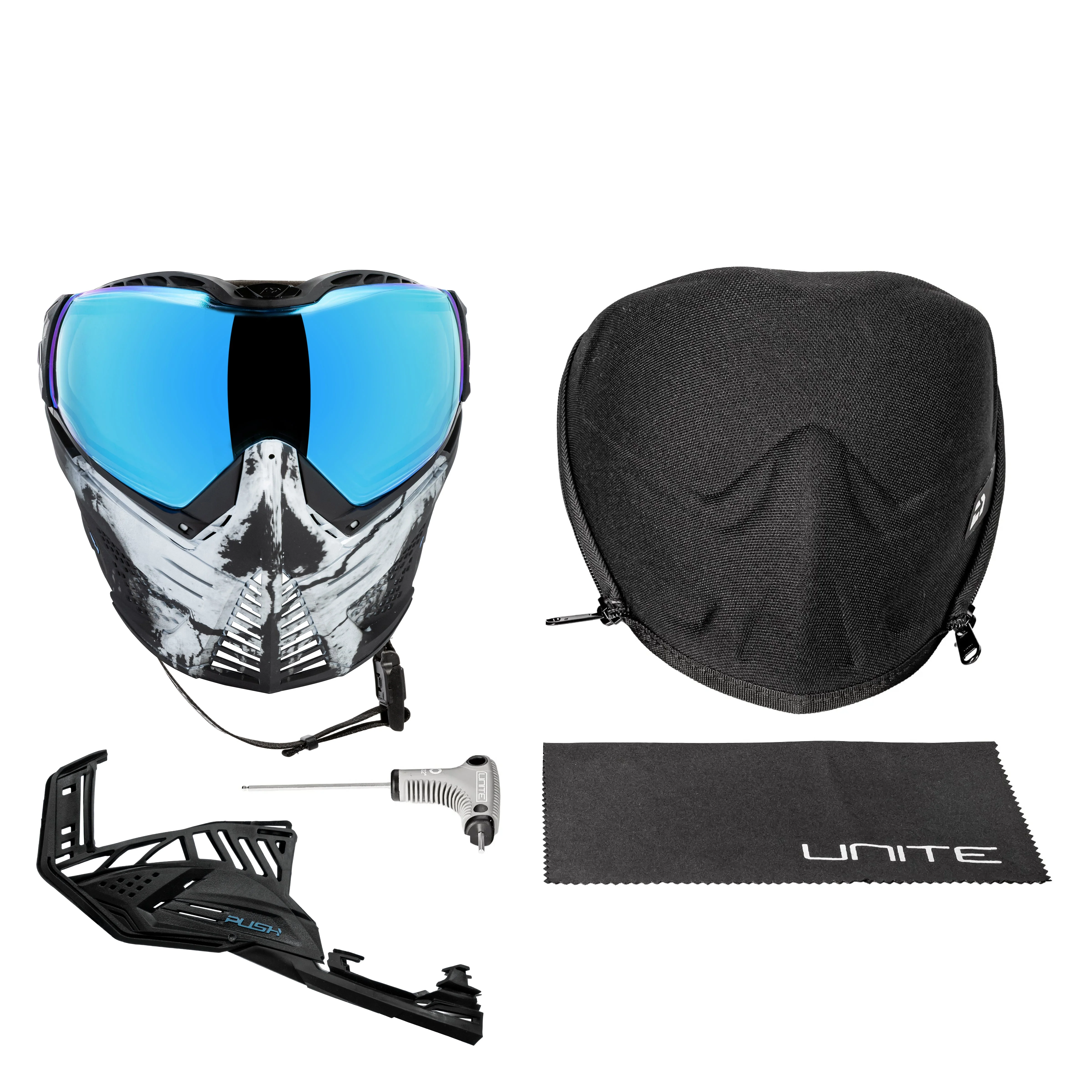 Push Unite Goggle Mk II  - Warlord Soul (Black/White Skull) - Blue Lens - Image 8